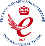 Icon with The Kings award logo for enterprise international trade